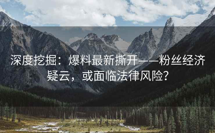 深度挖掘：爆料最新撕开——粉丝经济疑云，或面临法律风险？