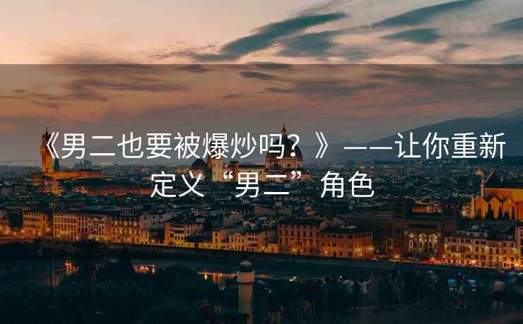 《男二也要被爆炒吗？》——让你重新定义“男二”角色